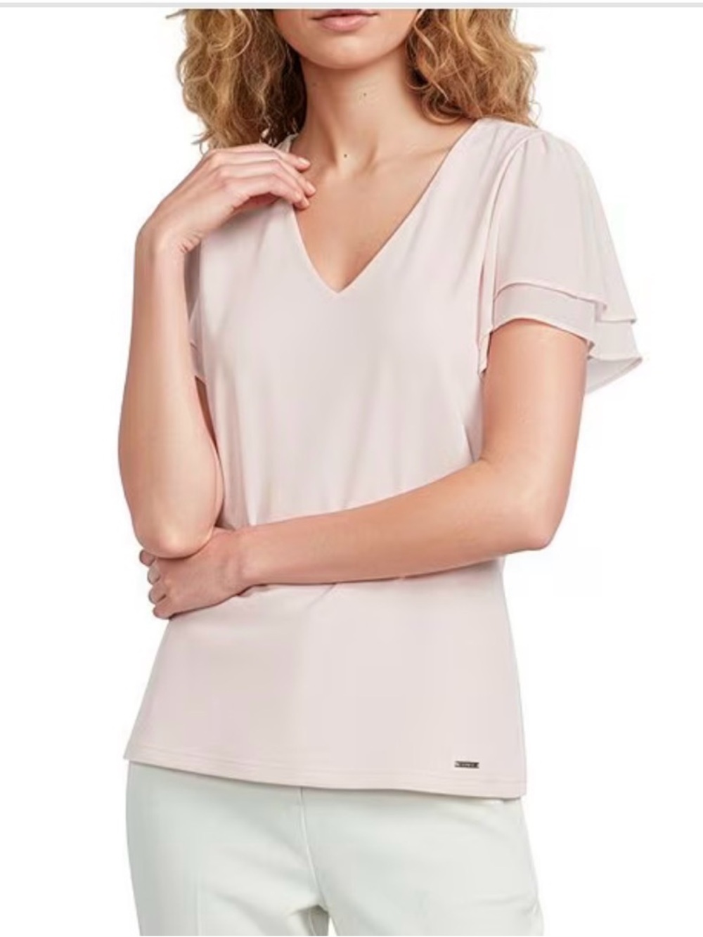 Women's Cream V-Neck Top